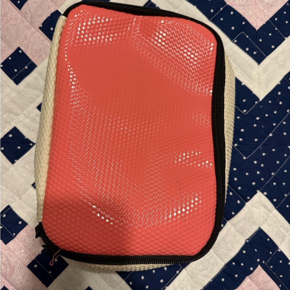 amika Coral and Black Hair Accessory Pouch